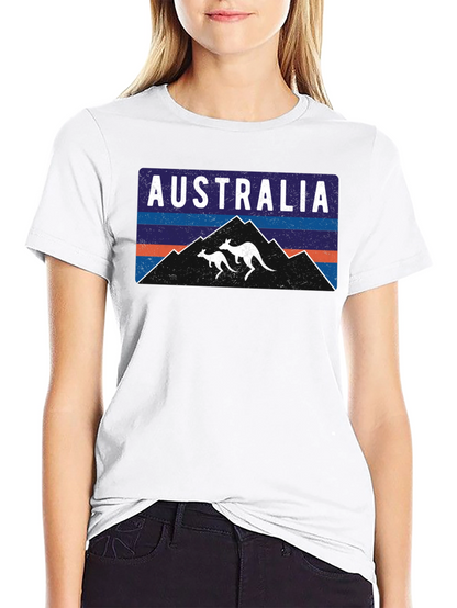 Australia Kangaroo Mountain Graphic Tee - Black