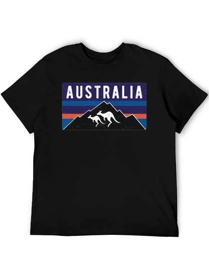Australia Kangaroo Mountain Graphic Tee - Black