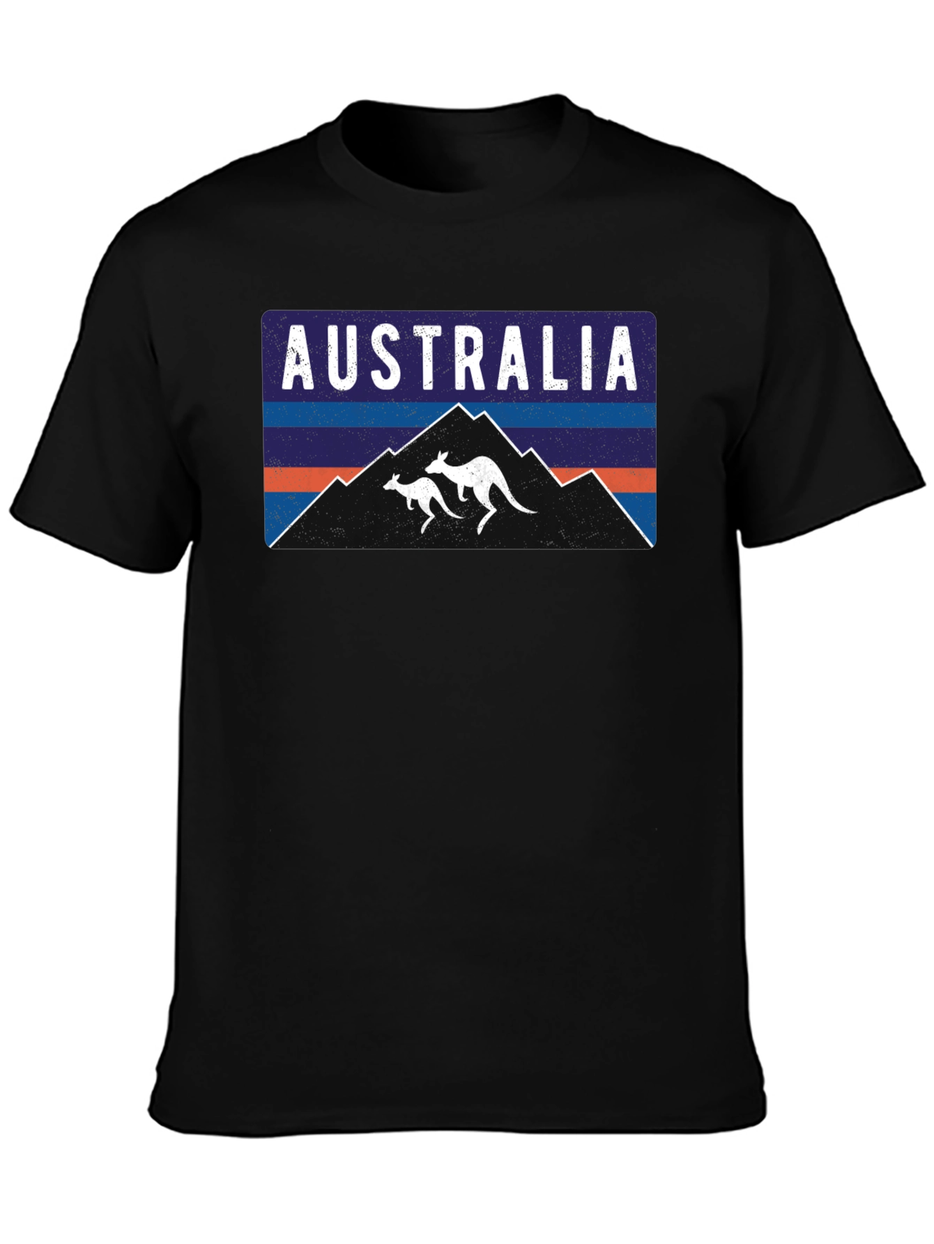 Australia Kangaroo Mountain Graphic Tee - Black