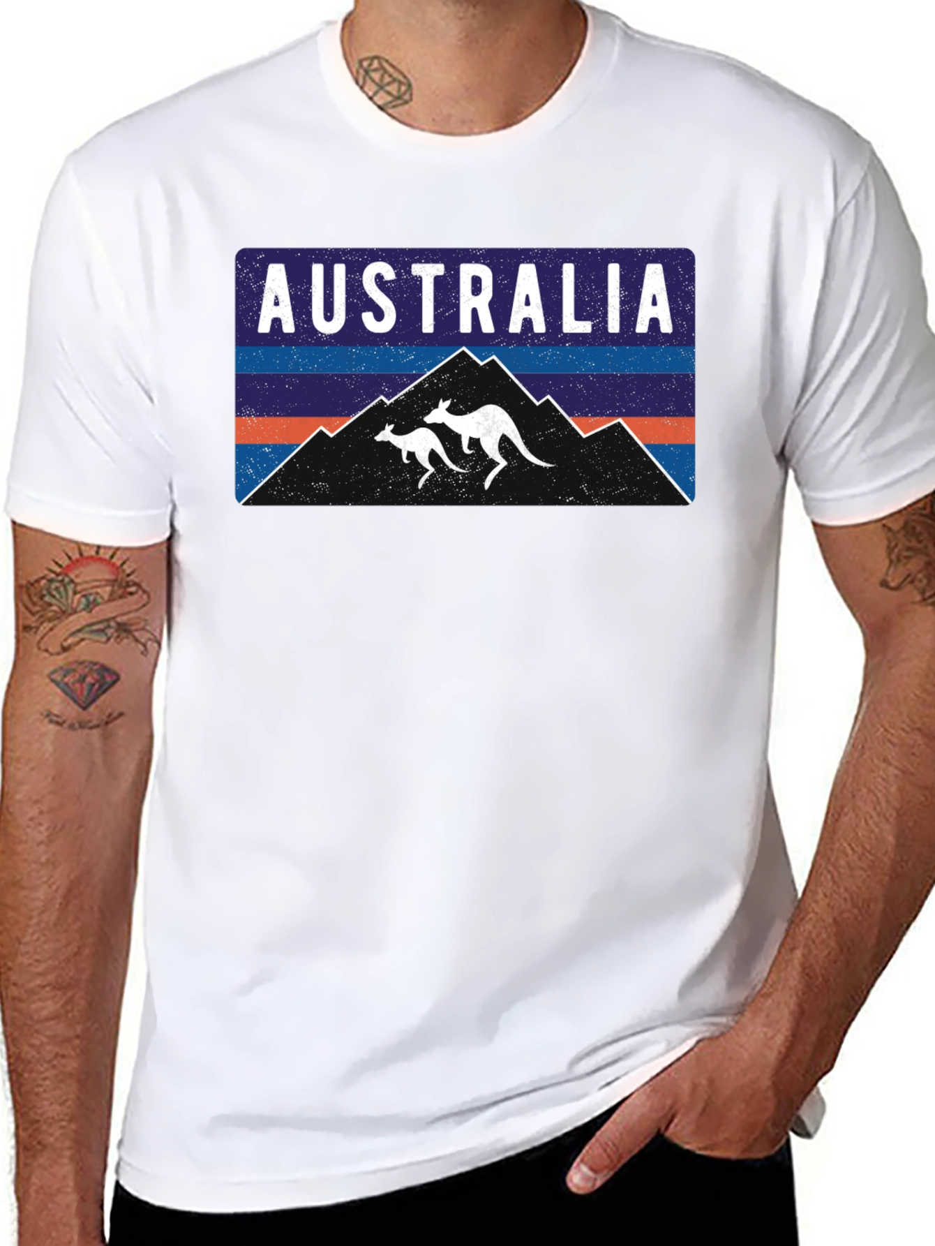 Australia Kangaroo Mountain Graphic Tee - Black