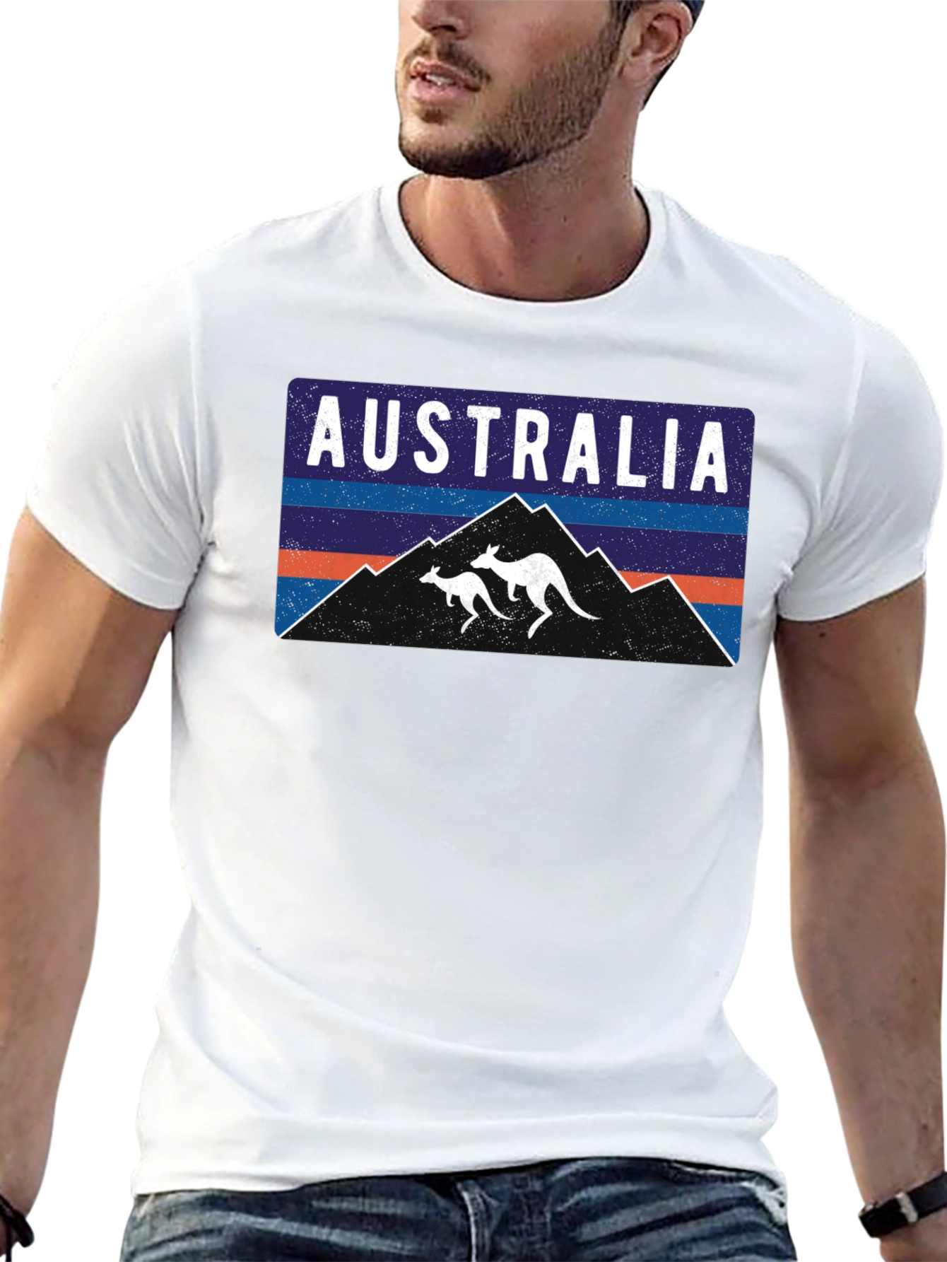 Australia Kangaroo Mountain Graphic Tee - Black