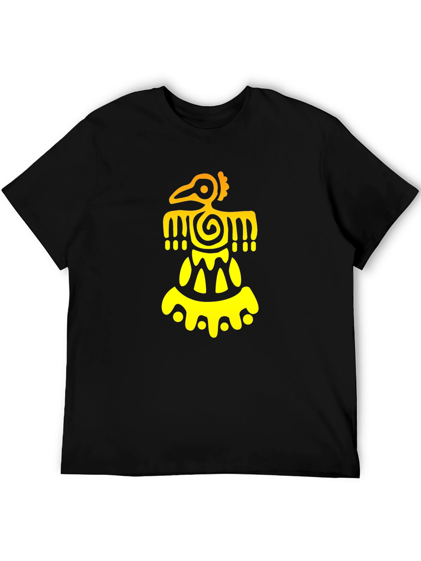 Aztec Bird Graphic Tee - Black Cotton Blend T-Shirt