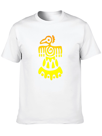 Aztec Bird Graphic Tee - Black Cotton Blend T-Shirt