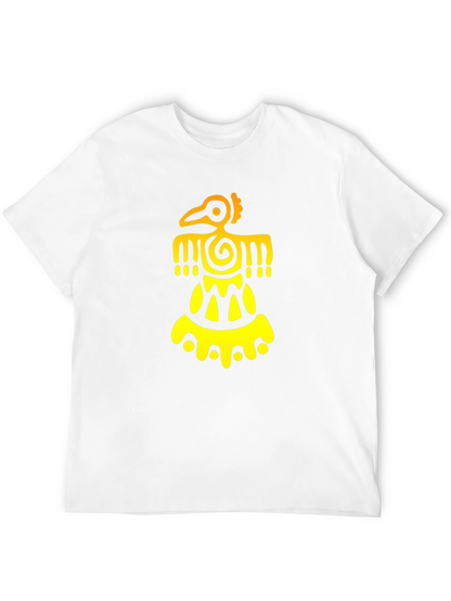 Aztec Bird Graphic Tee - Black Cotton Blend T-Shirt