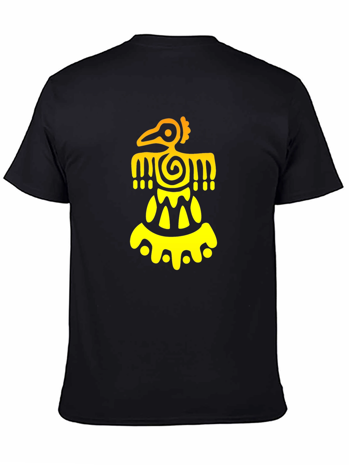 Aztec Bird Graphic Tee - Black Cotton Blend T-Shirt