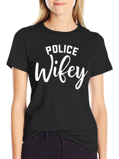 Police Wifey Graphic T-Shirt - Black