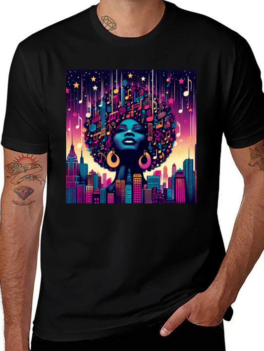 Musical Cityscape Graphic Tee - Afro Art