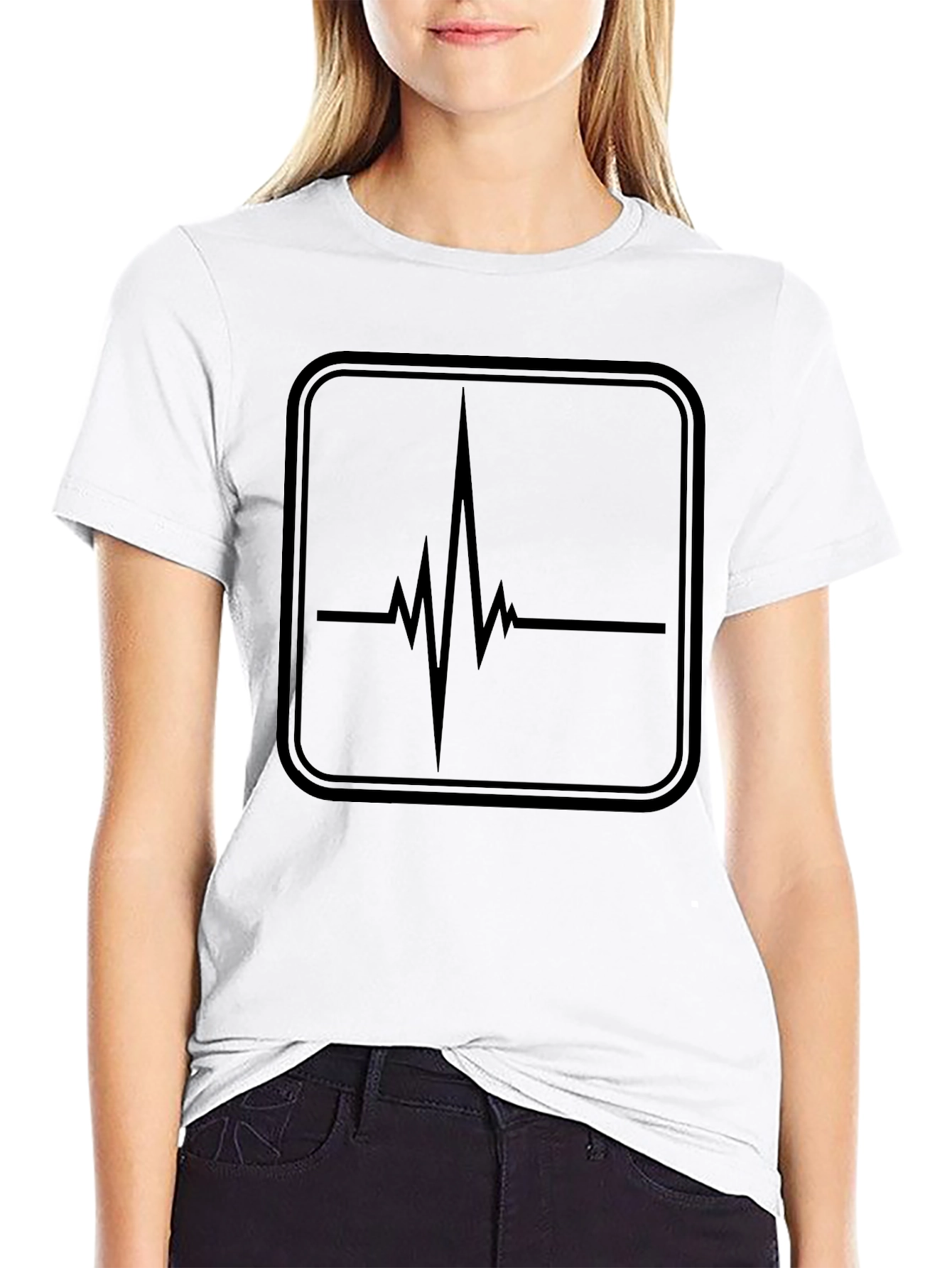 Heartbeat Graphic Tee - Black Cotton T-Shirt