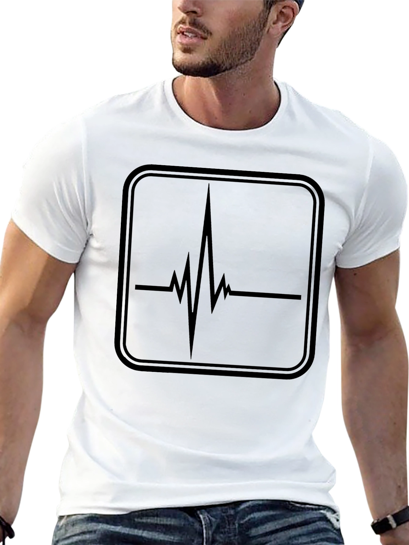 Heartbeat Graphic Tee - Black Cotton T-Shirt