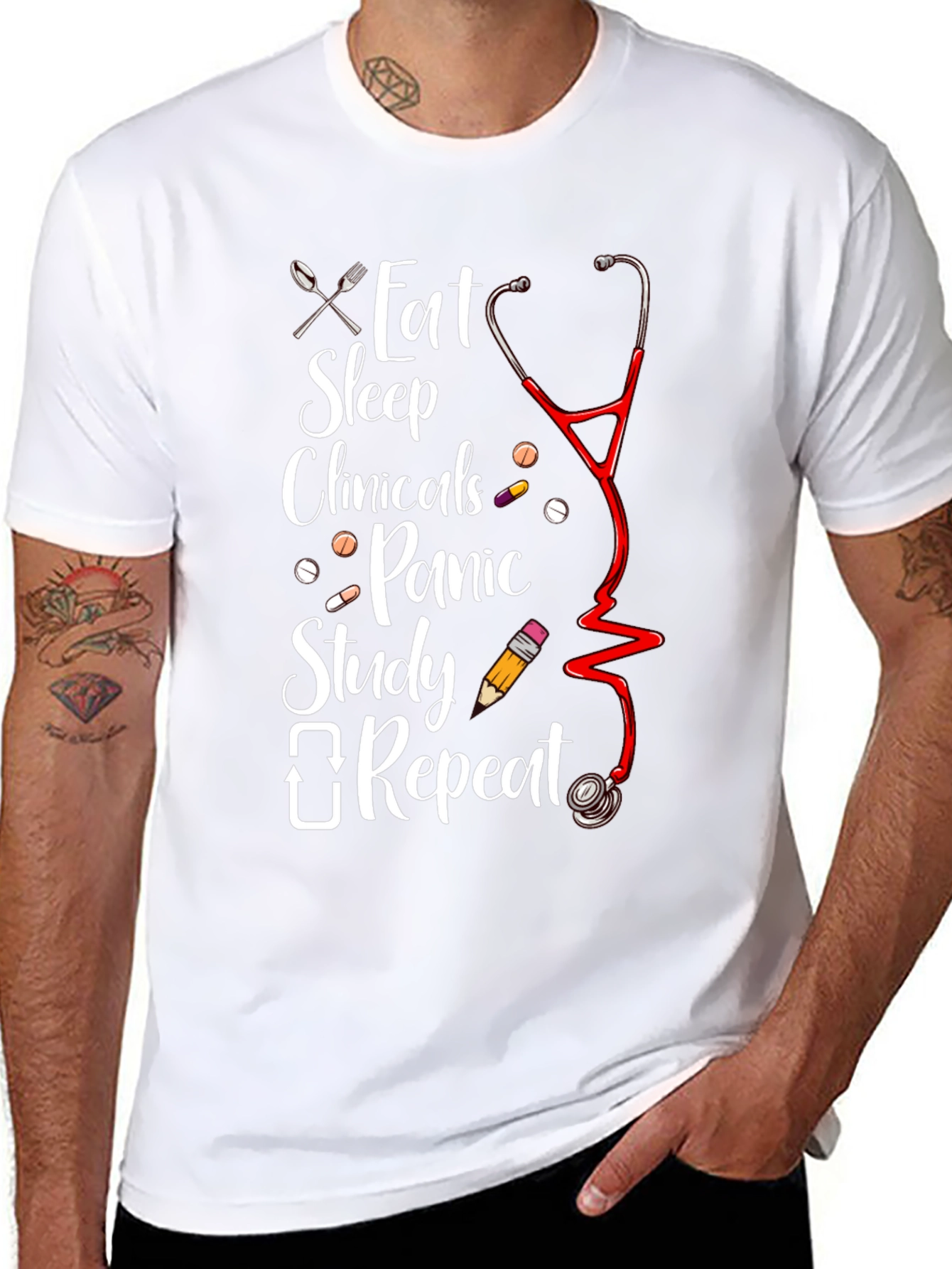 Eat Sleep Clinicals Repeat T-Shirt - Nursing Student