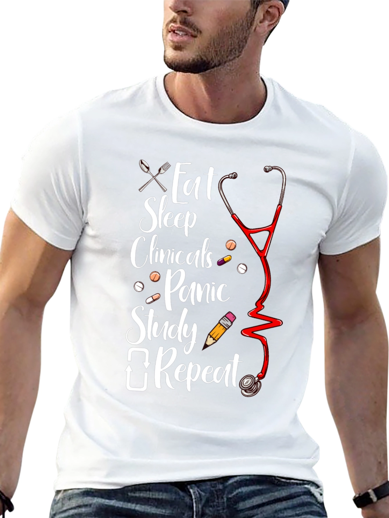 Eat Sleep Clinicals Repeat T-Shirt - Nursing Student