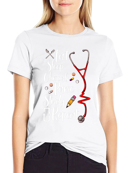 Eat Sleep Clinicals Repeat T-Shirt - Nursing Student