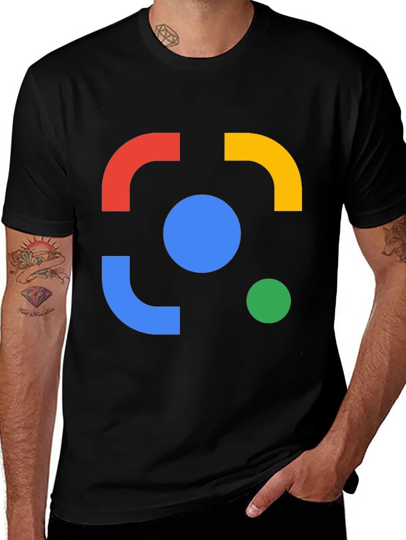 Abstract Design Black Cotton Tee