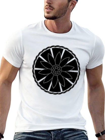 Black T-Shirt with Flower Mandala Design