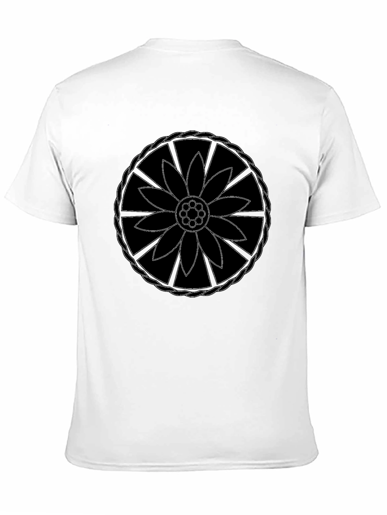 Black T-Shirt with Flower Mandala Design