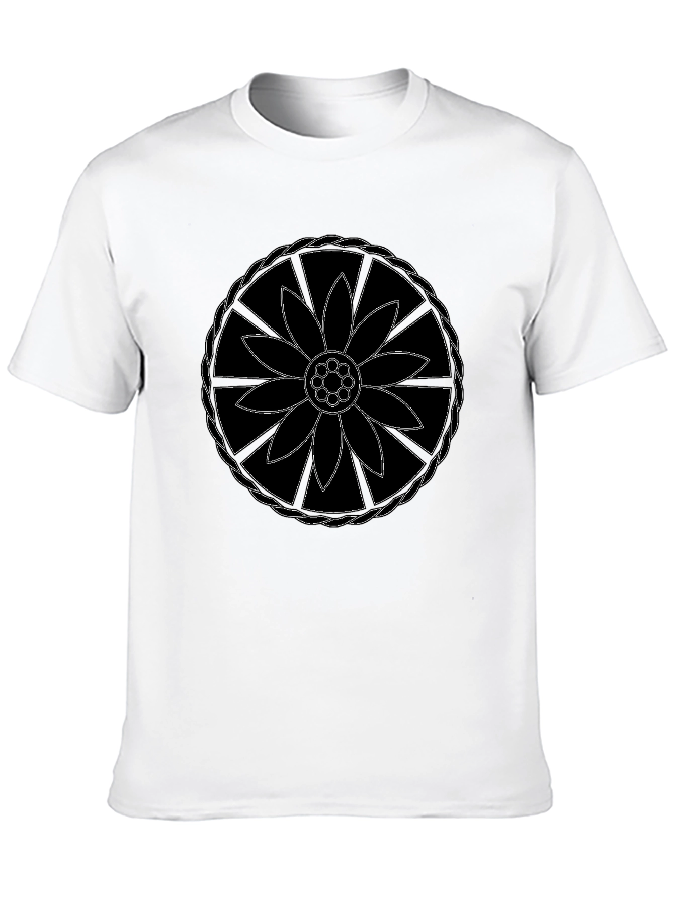 Black T-Shirt with Flower Mandala Design
