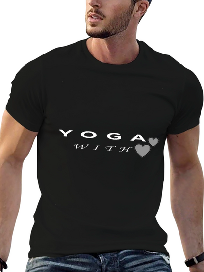 Yoga With Hearts Graphic Tee - Black Unisex
