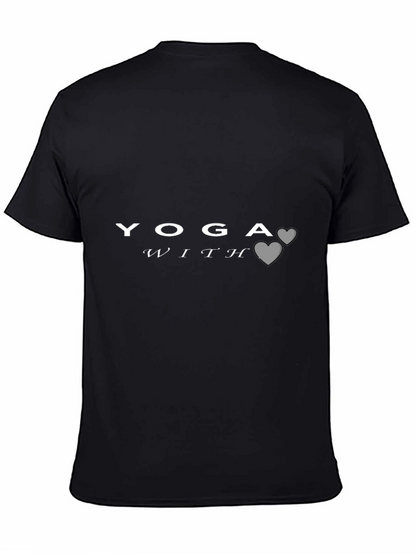 Yoga With Hearts Graphic Tee - Black Unisex