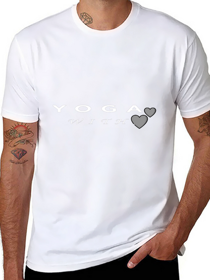 Yoga With Hearts Graphic Tee - Black Unisex