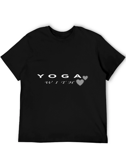 Yoga With Hearts Graphic Tee - Black Unisex