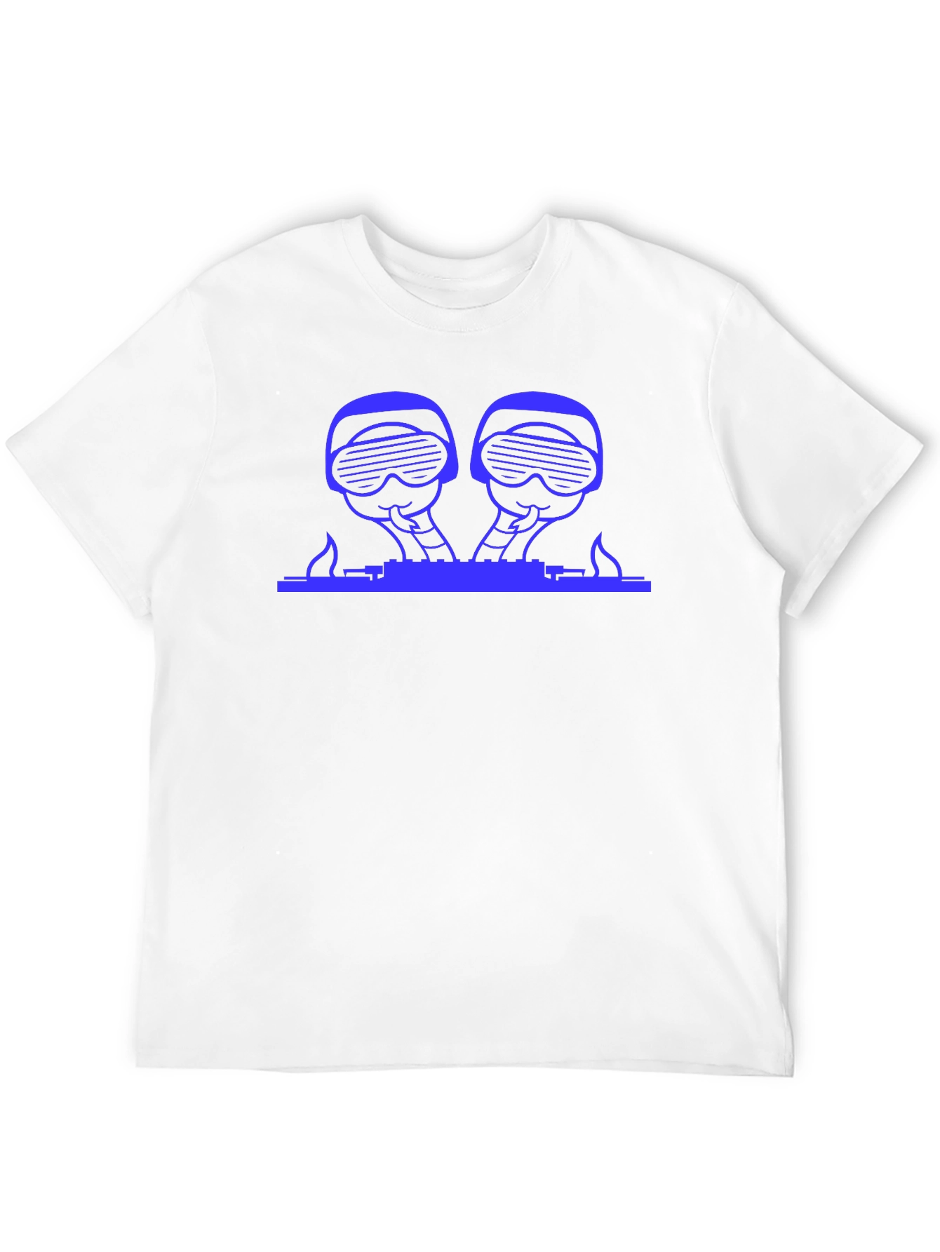 Blue Graphic DJ T-Shirt - Black Crew Neck Tee