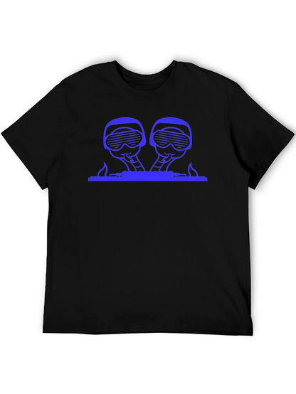 Blue Graphic DJ T-Shirt - Black Crew Neck Tee