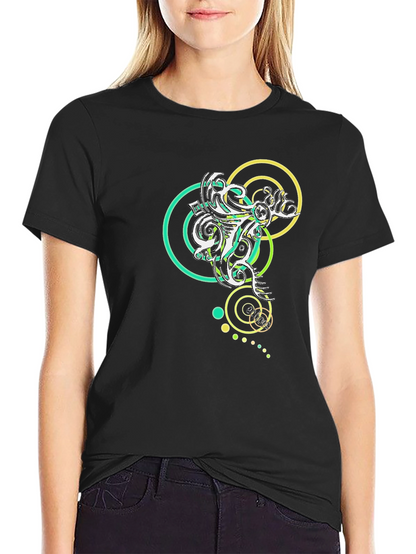 Abstract Circle Design Black T-Shirt
