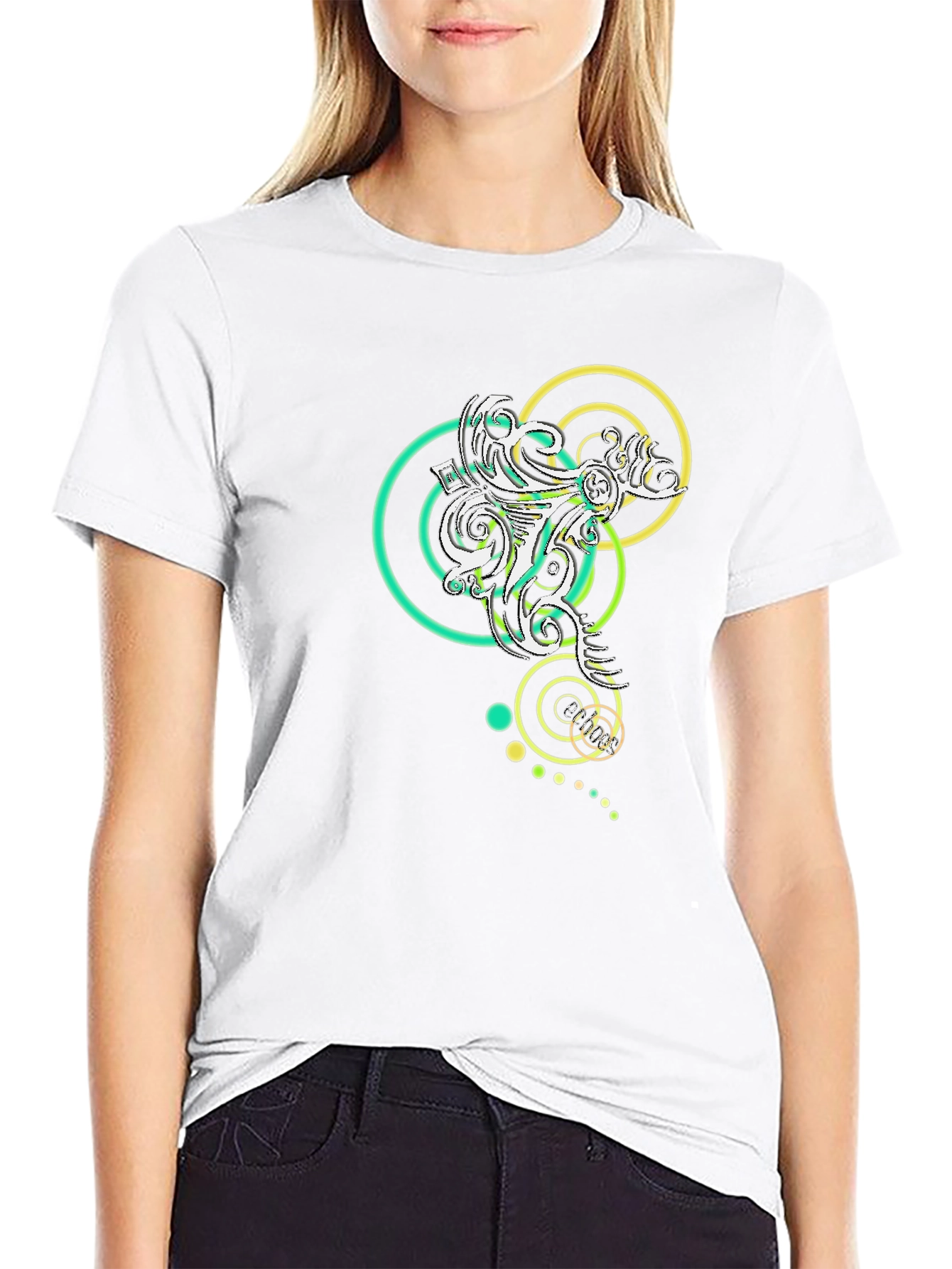 Abstract Circle Design Black T-Shirt