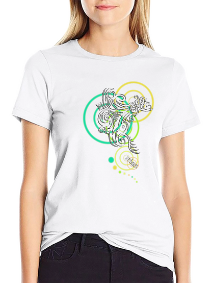 Abstract Circle Design Black T-Shirt