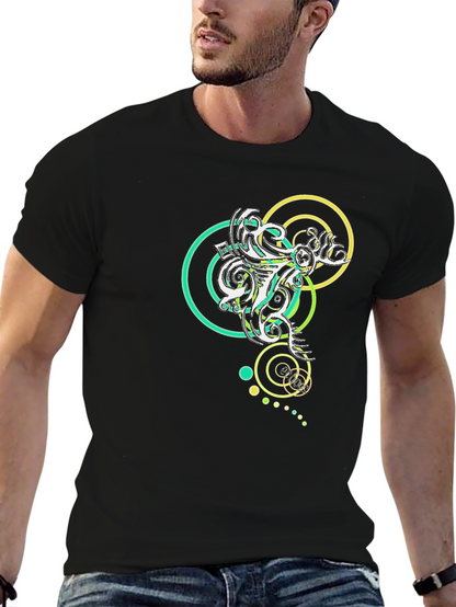 Abstract Circle Design Black T-Shirt