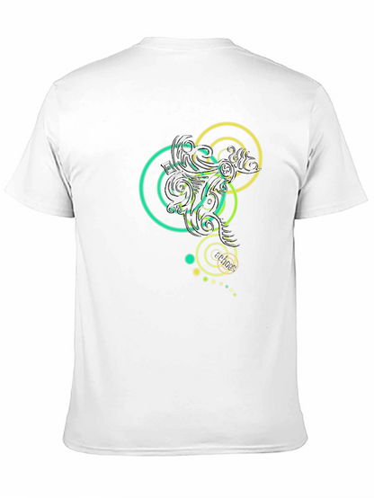 Abstract Circle Design Black T-Shirt