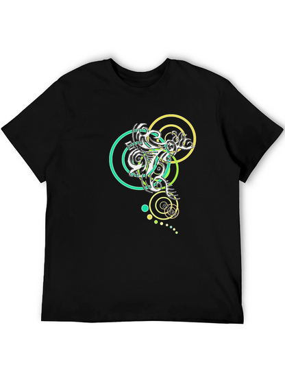 Abstract Circle Design Black T-Shirt