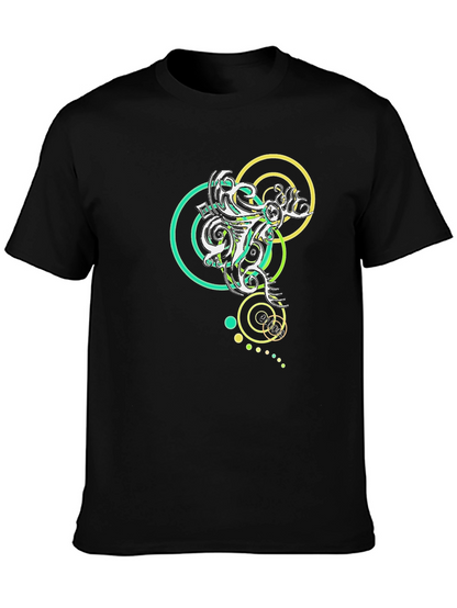 Abstract Circle Design Black T-Shirt