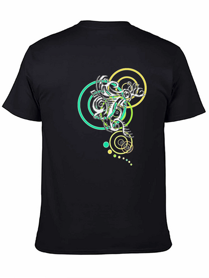 Abstract Circle Design Black T-Shirt