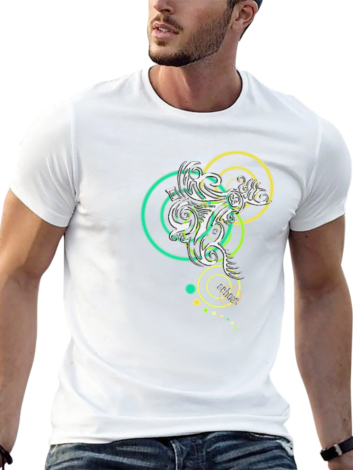 Abstract Circle Design Black T-Shirt