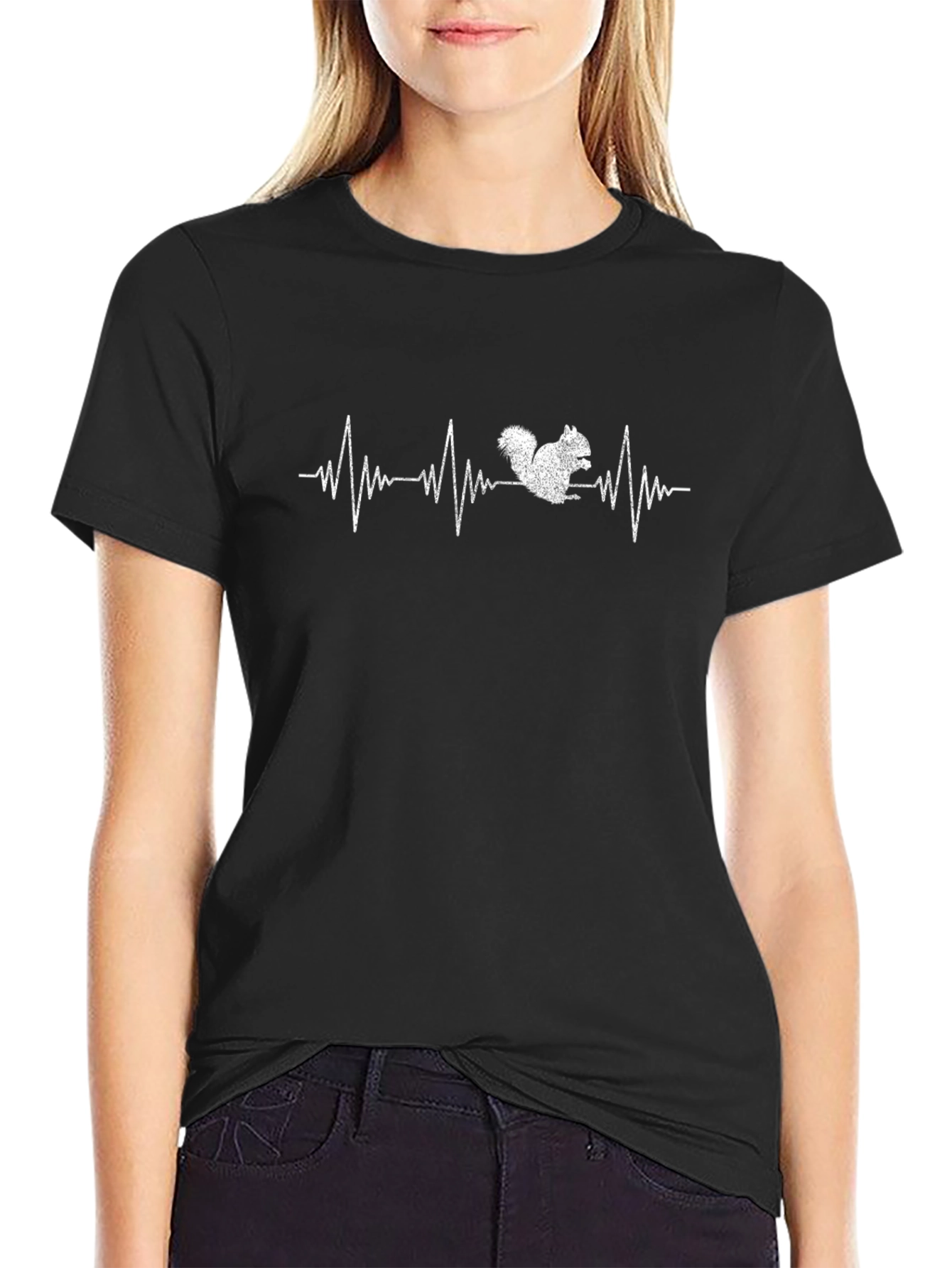 Squirrel Heartbeat T-Shirt - Black Cotton Tee