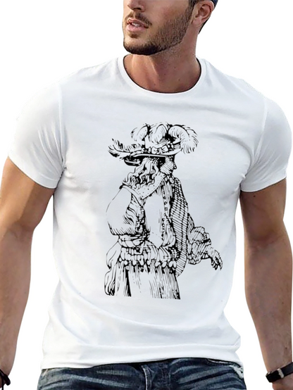 Feathered Hat Gentleman Graphic Tee - Black