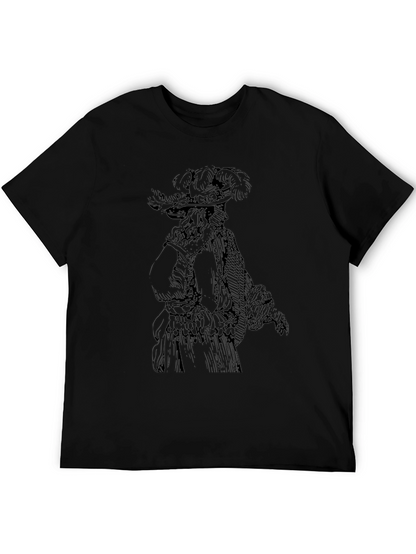 Feathered Hat Gentleman Graphic Tee - Black