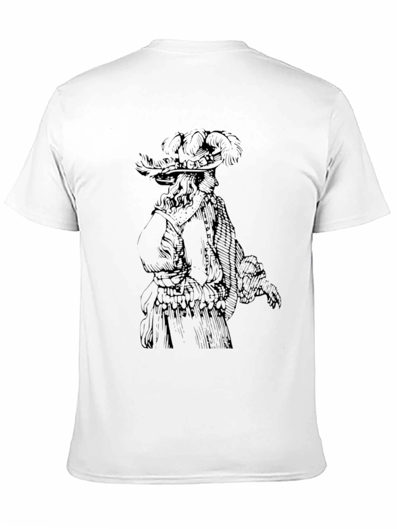 Feathered Hat Gentleman Graphic Tee - Black