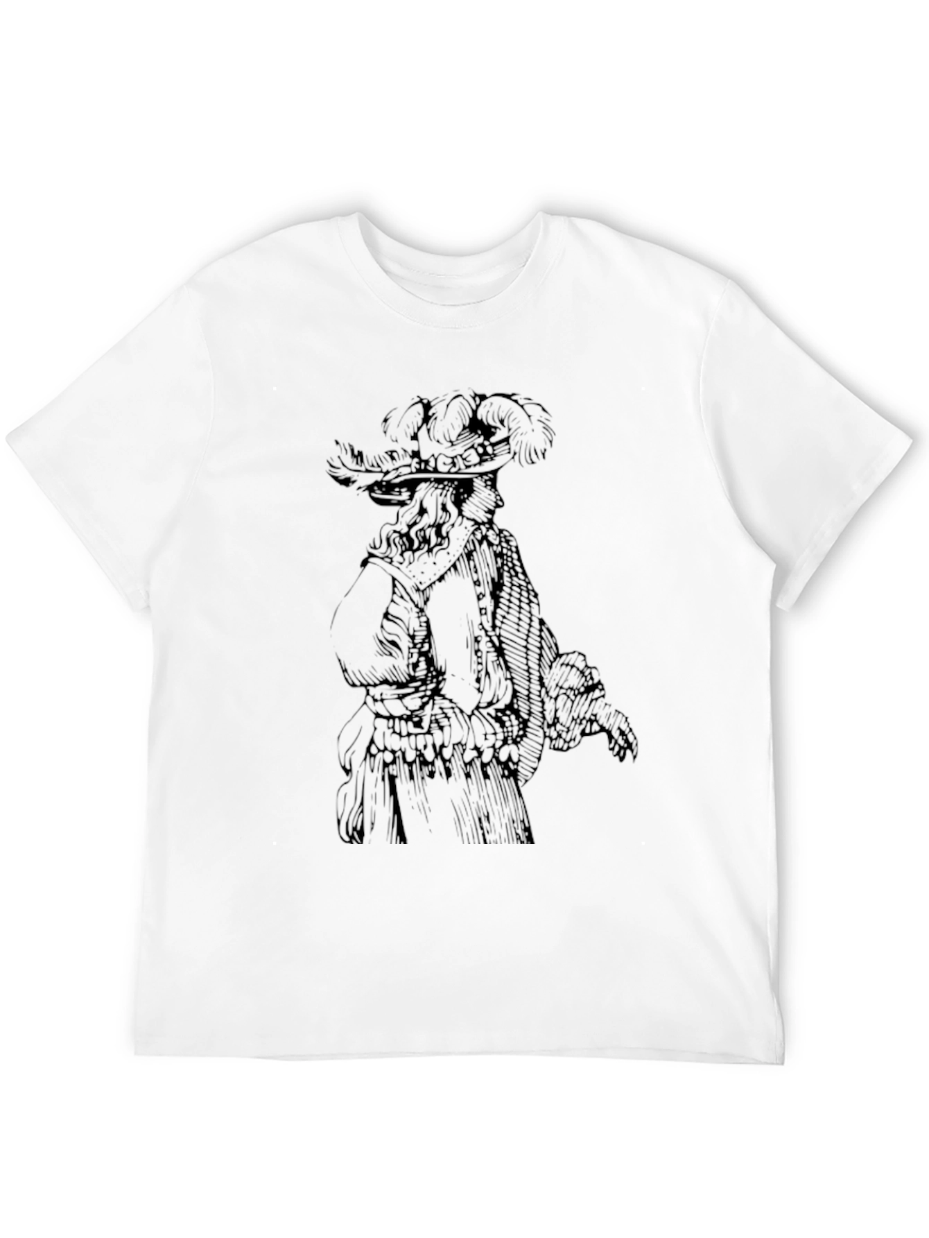 Feathered Hat Gentleman Graphic Tee - Black
