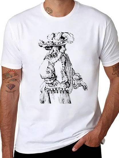 Feathered Hat Gentleman Graphic Tee - Black