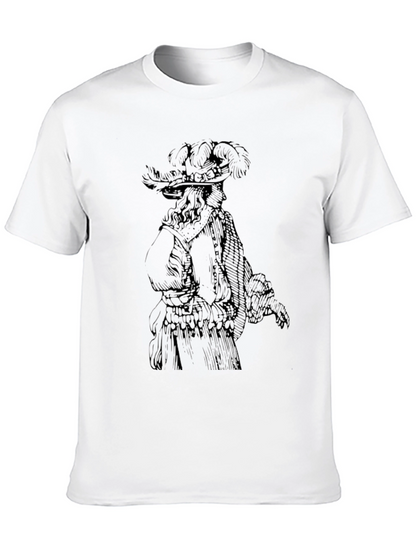 Feathered Hat Gentleman Graphic Tee - Black