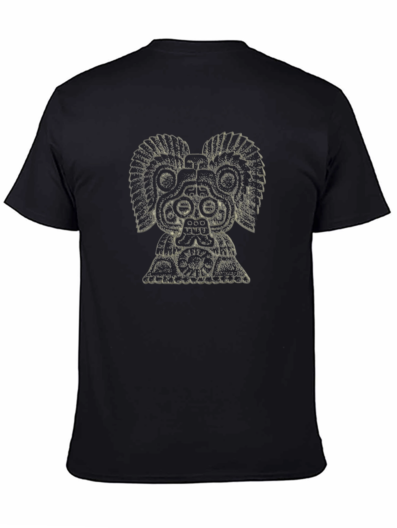 Aztec God Graphic Tee - Black Cotton T-Shirt