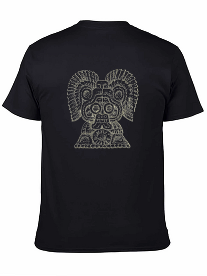 Aztec God Graphic Tee - Black Cotton T-Shirt