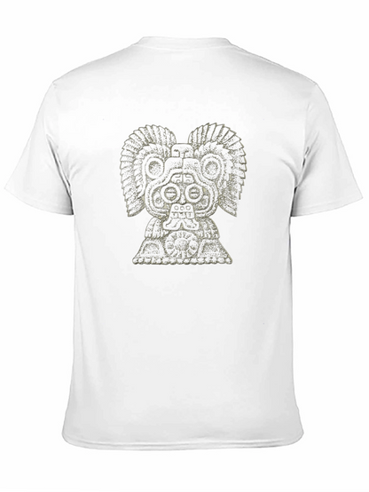 Aztec God Graphic Tee - Black Cotton T-Shirt