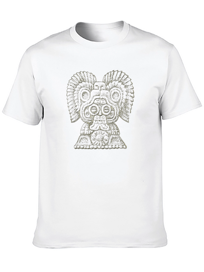 Aztec God Graphic Tee - Black Cotton T-Shirt