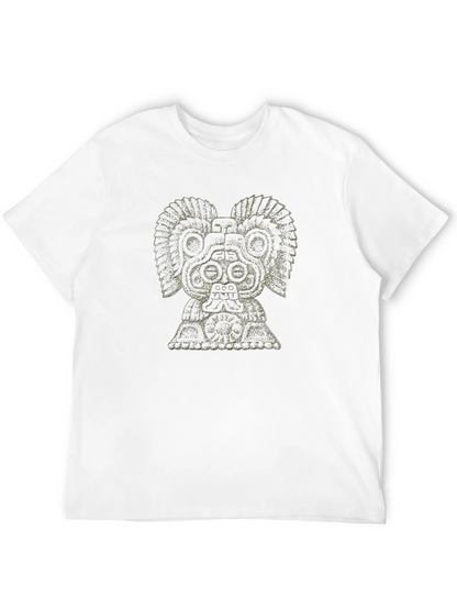 Aztec God Graphic Tee - Black Cotton T-Shirt