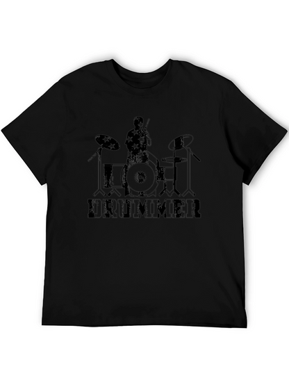 Drummer Graphic Print Black T-Shirt