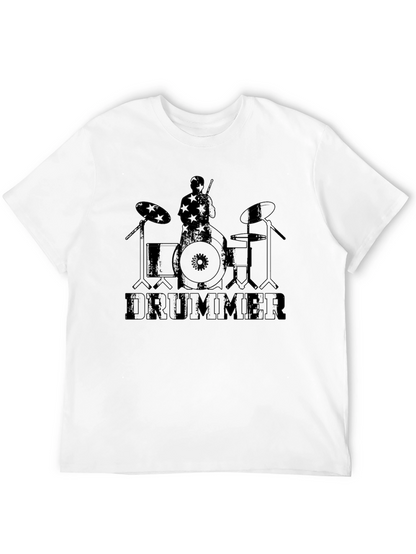 Drummer Graphic Print Black T-Shirt