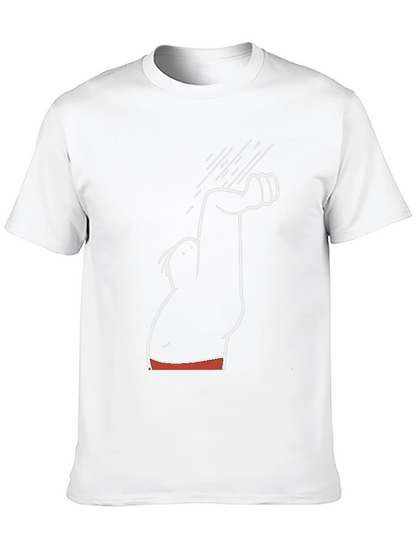 Humorous Cartoon Character Graphic Tee - Black